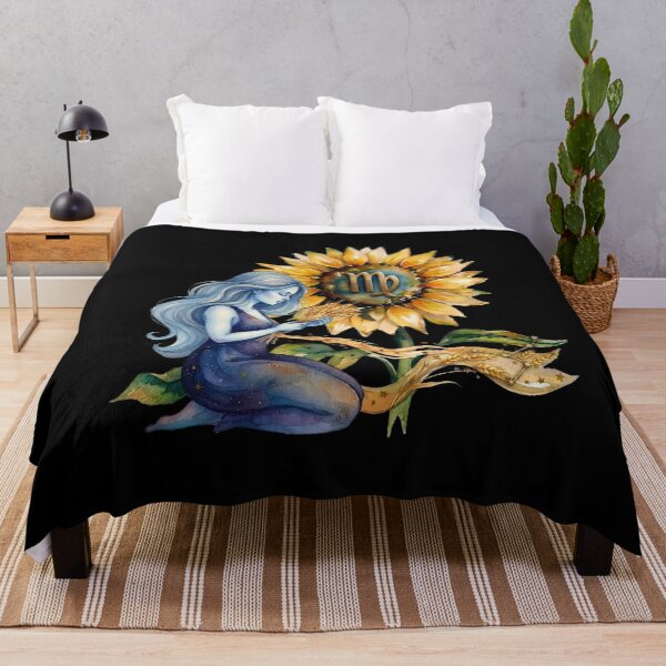 Item preview, Virgo Zodiac Goddess Watercolor Sunflower Art designed and sold by SilentFlower.
