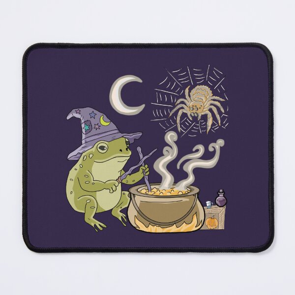 Item preview, Frog Wizard Brewing Potion Halloween Cauldron Cottagecore designed and sold by LeshanArt.