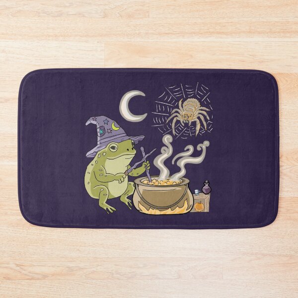 Item preview, Frog Wizard Brewing Potion Halloween Cauldron Cottagecore designed and sold by LeshanArt.