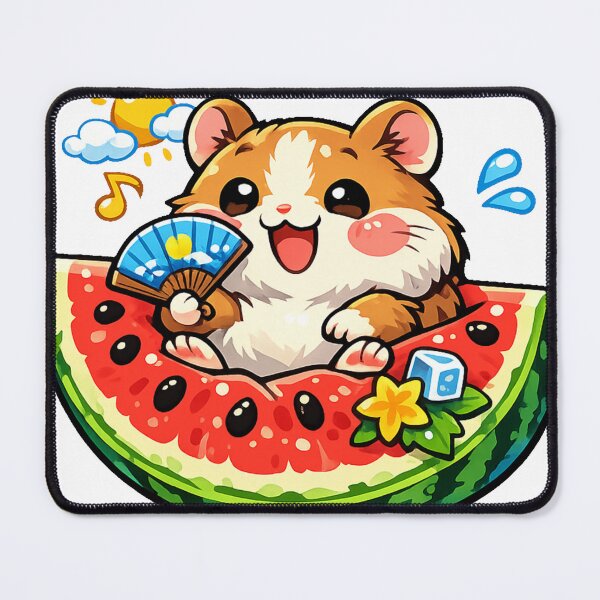 Item preview, Kawaii Hamster in Japanese Watermelon Slice Sticker | Cute Summer Anime Hamster Design designed and sold by kawaii animal store (in Japan).