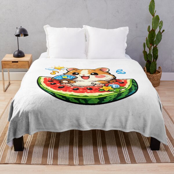 Item preview, Kawaii Hamster in Japanese Watermelon Slice Sticker | Cute Summer Anime Hamster Design designed and sold by kawaii animal store (in Japan).