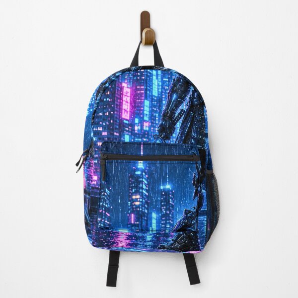 Item preview, Neon Futuristic Samurai Warrior in Rain | Cyberpunk Japanese Sci-Fi Art designed and sold by lavanya11.
