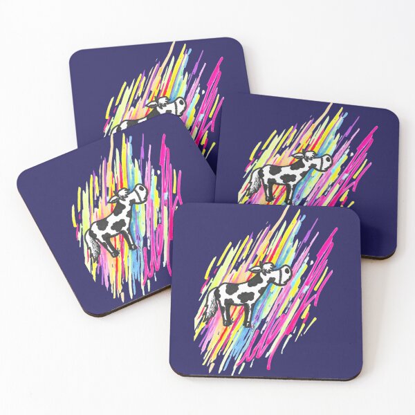 Item preview, Cow in Awe of Colors Black and Colored Marker Hand Drawn Dark Background designed and sold by BOKEbyTC.