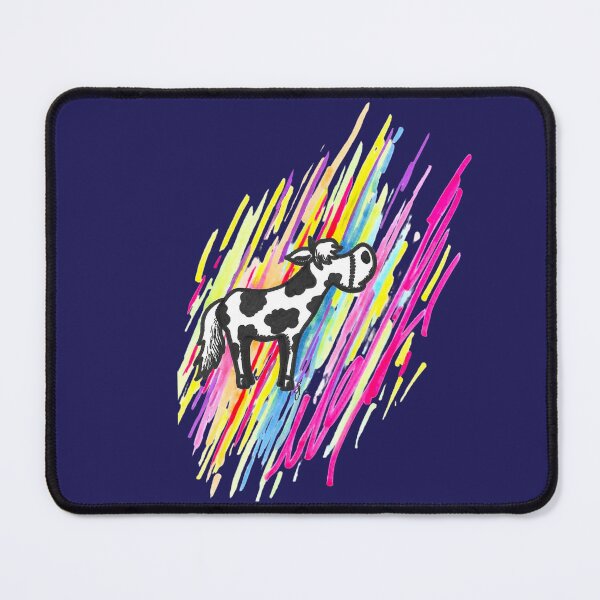 Item preview, Cow in Awe of Colors Black and Colored Marker Hand Drawn Dark Background designed and sold by BOKEbyTC.