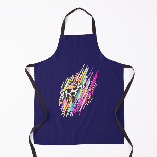 Item preview, Cow in Awe of Colors Black and Colored Marker Hand Drawn Dark Background designed and sold by BOKEbyTC.
