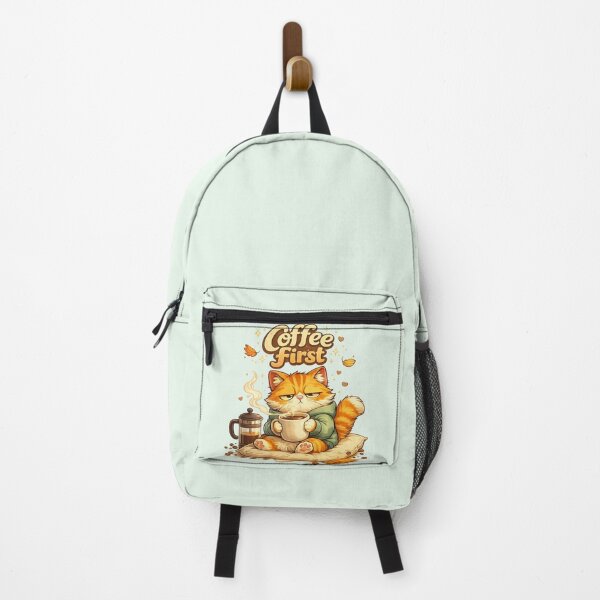 Item preview, Coffee First Cat | Funny Orange Tabby Coffee Lover | Cute Cozy Cartoon Illustration designed and sold by Rohinirohi029.