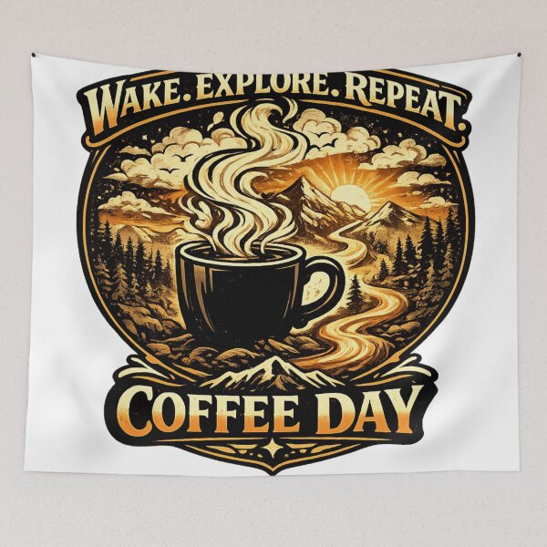 Item preview, Wake Explore Repeat | Coffee Adventure Mountain Art designed and sold by irfanshikh.
