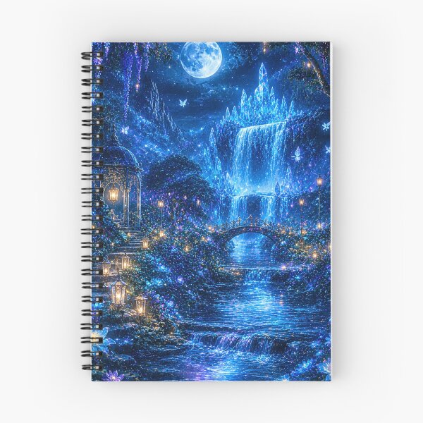 Aperçu de l'œuvre Moonlit Crystal Waterfall Fantasy créée et vendue par Gold&pixels.
