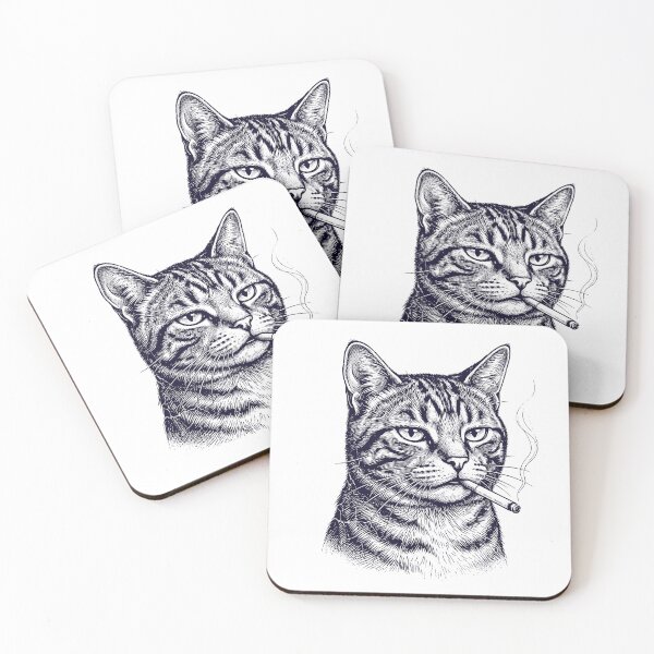 Item preview, Smoking Cat Vintage Engraving designed and sold by dudelinart.