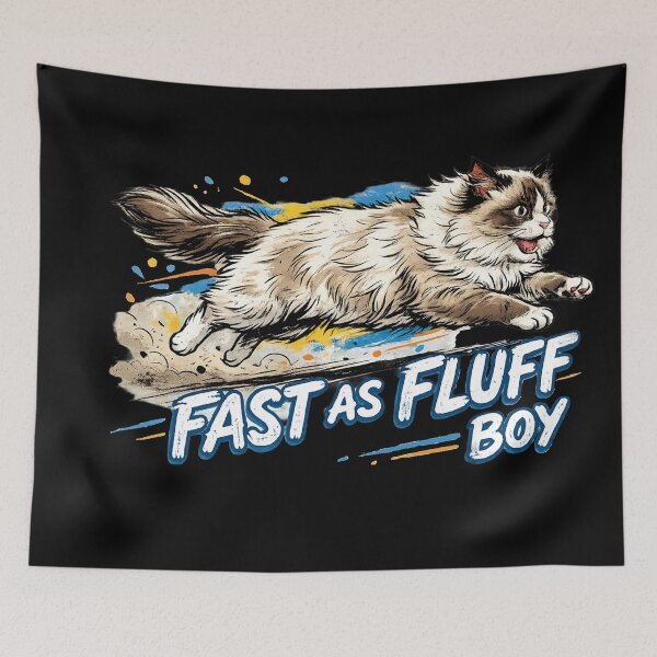 Item preview, Fast As Fluff Boy – Funny Ragdoll Cat Running Graphic | Cute Cat Meme Design designed and sold by NostasStuff.