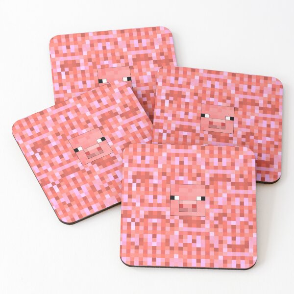 Item preview, Pink blocky gaming pattern pig creeper minecrafter designed and sold by Infdesigner.