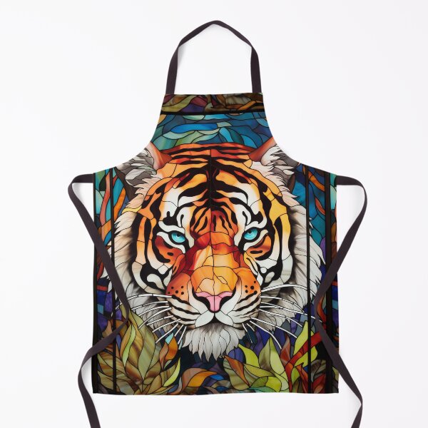 Item preview, Tiger Portrait Stained Glass Blue Eyes Art designed and sold by pinkal.