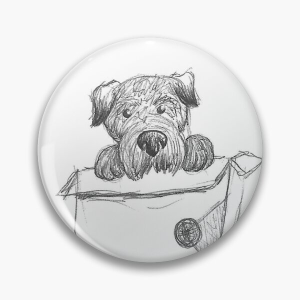 Item preview, Playful Terrier in Box Dog Pet Portait Black Ballpoint Pen Sketch Minimalist White designed and sold by BOKEbyTC.