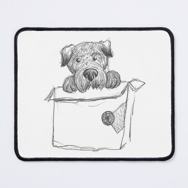 Item preview, Playful Terrier in Box Dog Pet Portait Black Ballpoint Pen Sketch Minimalist White designed and sold by BOKEbyTC.