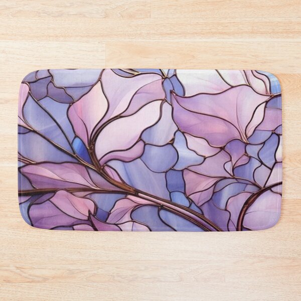 Item preview, Pastel Pink Floral Stained Glass Art - Elegant Lilac Tiffany Glass Pattern designed and sold by LYAN-STORE.