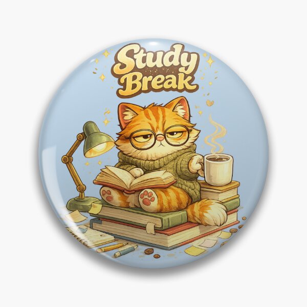 Item preview, Study Break Cat | Cute Orange Tabby Student | Funny Reading Cat Cartoon designed and sold by Rohinirohi029.
