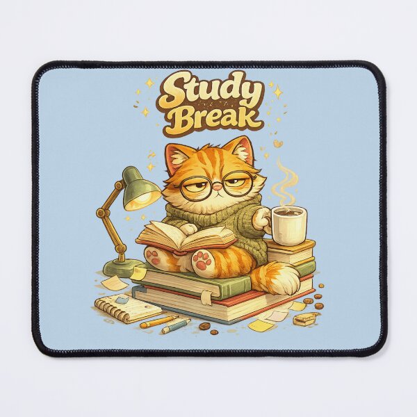 Item preview, Study Break Cat | Cute Orange Tabby Student | Funny Reading Cat Cartoon designed and sold by Rohinirohi029.