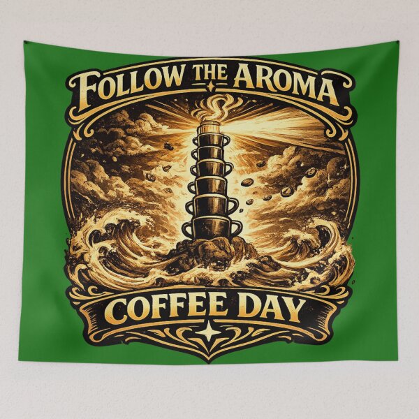 Item preview, Follow The Aroma Coffee Day Vintage Lighthouse Art Coffee Lover Gift designed and sold by irfanshikh.
