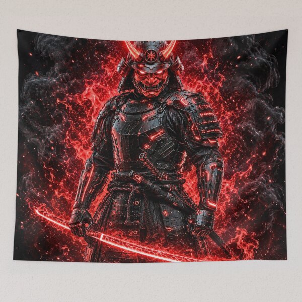 Item preview, Cyber Samurai Red Oni Mask Warrior with Crimson Energy Katana | Futuristic Cyberpunk Japanese Armor designed and sold by lavanya11.