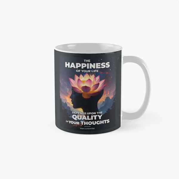 Item preview, The Happiness of Your Life Depends Upon the Quality of Your Thoughts - Marcus Aurelius - Bold Graphic Stoic Quote - Colorful Lotus Edition designed and sold by Stoic Core.