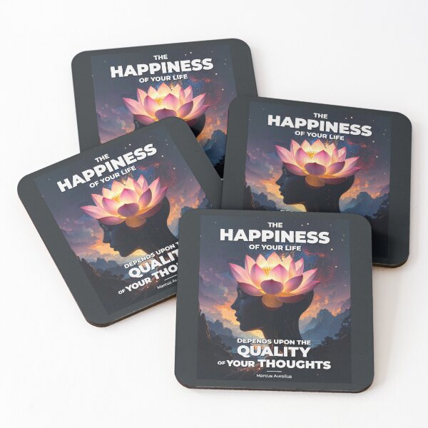 Item preview, The Happiness of Your Life Depends Upon the Quality of Your Thoughts - Marcus Aurelius - Bold Graphic Stoic Quote - Colorful Lotus Edition designed and sold by Stoic Core.