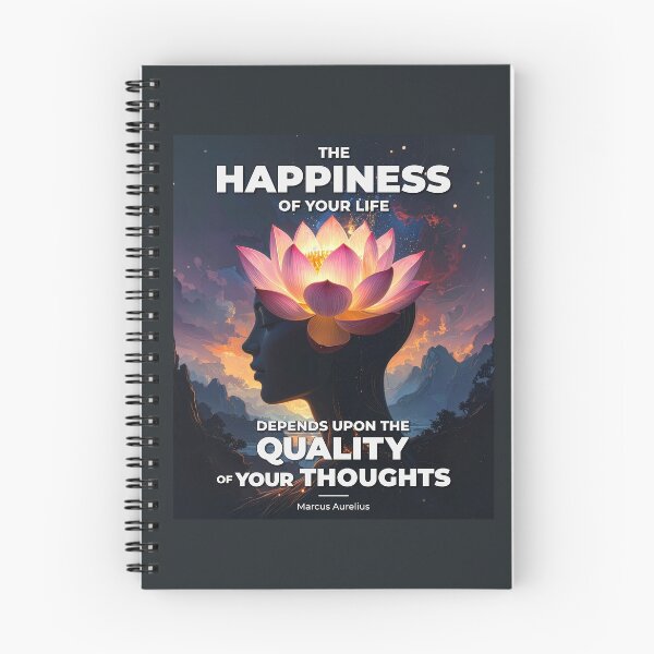 Item preview, The Happiness of Your Life Depends Upon the Quality of Your Thoughts - Marcus Aurelius - Bold Graphic Stoic Quote - Colorful Lotus Edition designed and sold by Stoic Core.
