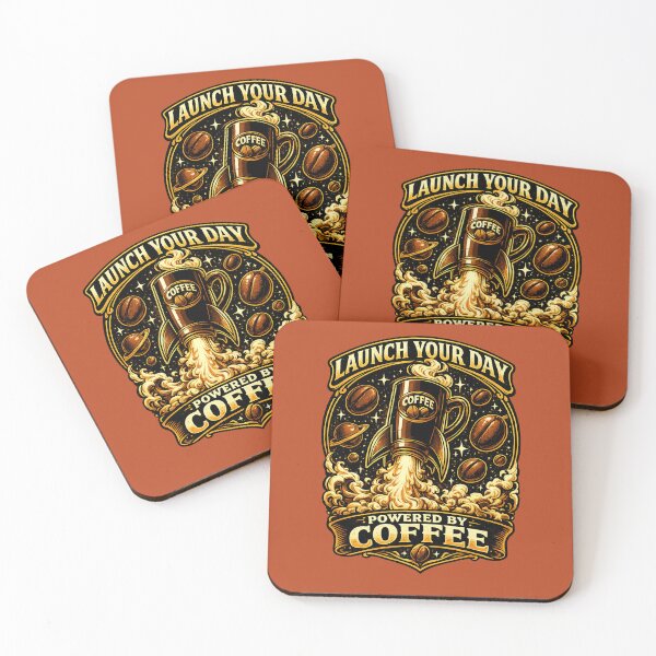 Item preview, Launch Your Day Powered By Coffee Rocket Space Coffee Lover Gift designed and sold by irfanshikh.