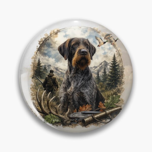 Item preview, German Wirehaired Pointer Hunting Dog – Rustic Wildlife Art Print designed and sold by TammyHunterArt.