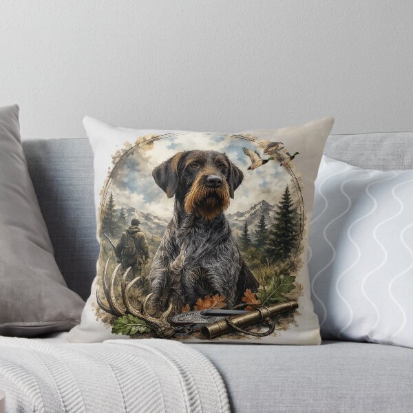 Item preview, German Wirehaired Pointer Hunting Dog – Rustic Wildlife Art Print designed and sold by TammyHunterArt.