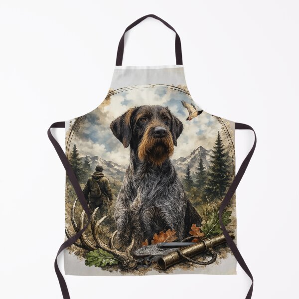 Item preview, German Wirehaired Pointer Hunting Dog – Rustic Wildlife Art Print designed and sold by TammyHunterArt.