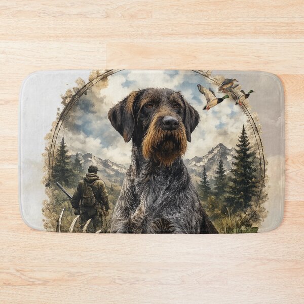 Item preview, German Wirehaired Pointer Hunting Dog – Rustic Wildlife Art Print designed and sold by TammyHunterArt.