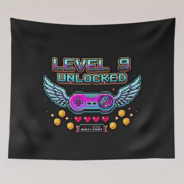 Item preview, Level 9 Unlocked 9th Birthday Gamer - Retro Pixel Art designed and sold by alalame.