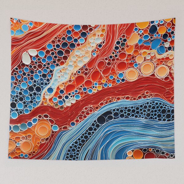 Item preview, Aboriginal Inspired Dot Art - Crimson Ocean Abstract Flow designed and sold by GrinGalore.