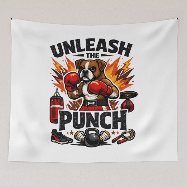 Item preview, Unleash the Punch - Funny Boxer Dog Boxing designed and sold by SidTastic .