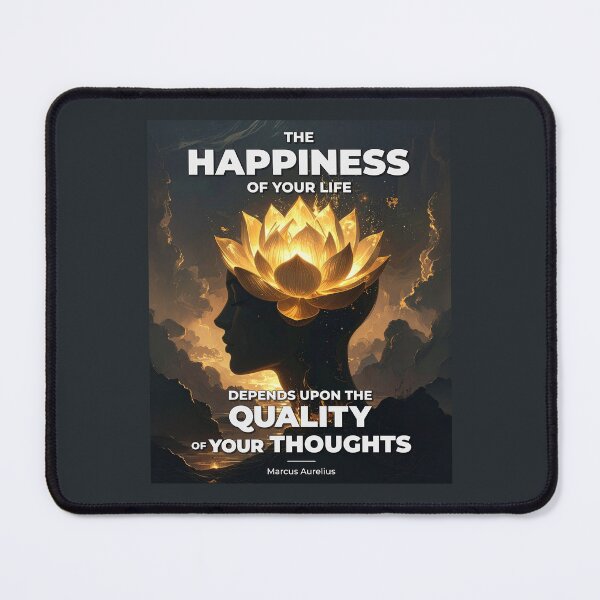 Item preview, The Happiness of Your Life Depends Upon the Quality of Your Thoughts - Marcus Aurelius - Bold Graphic Stoic Quote - Golden Lotus Edition designed and sold by Stoic Core.