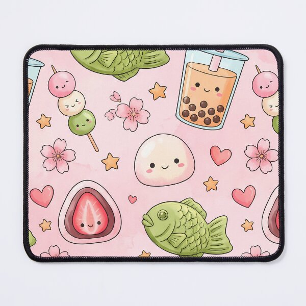 Item preview, Cute Kawaii Japanese Desserts Pattern | Mochi, Taiyaki & Bubble Tea designed and sold by BeataPrint.