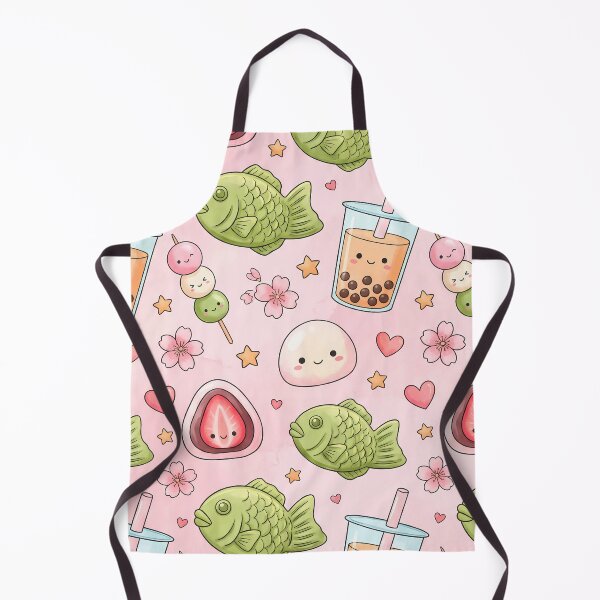 Item preview, Cute Kawaii Japanese Desserts Pattern | Mochi, Taiyaki & Bubble Tea designed and sold by BeataPrint.