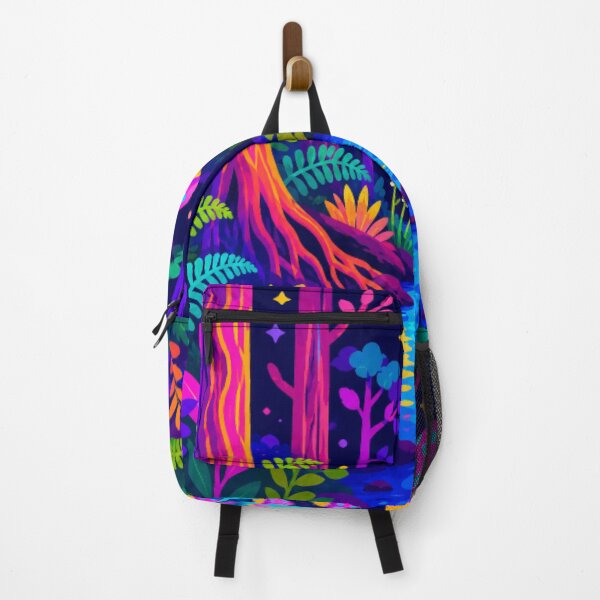 Item preview, Neon Enchanted Mushroom Forest | Vibrant Psychedelic Woodland Stream | Colorful Fantasy Nature Pop Art designed and sold by Nexus Space.
