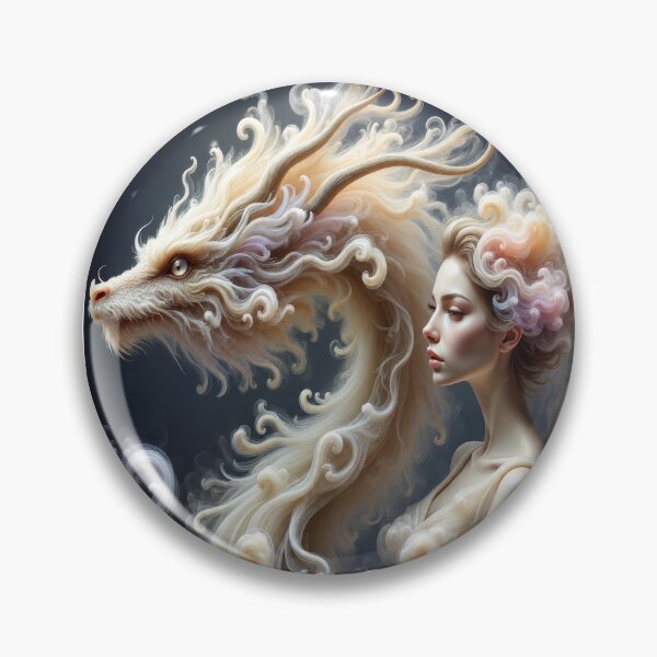 Item preview, Ethereal Dragon and Mystic Woman – Dreamlike Fantasy Spirit Companion Design designed and sold by DrakariArt.