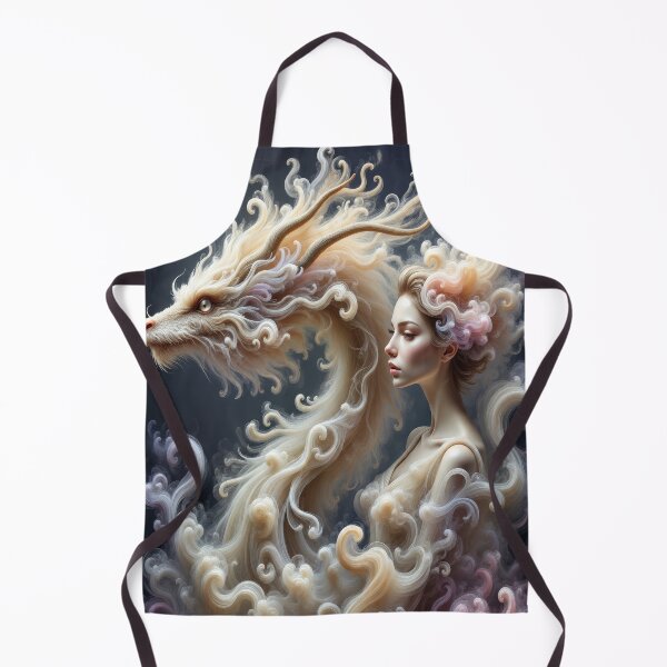 Item preview, Ethereal Dragon and Mystic Woman – Dreamlike Fantasy Spirit Companion Design designed and sold by DrakariArt.
