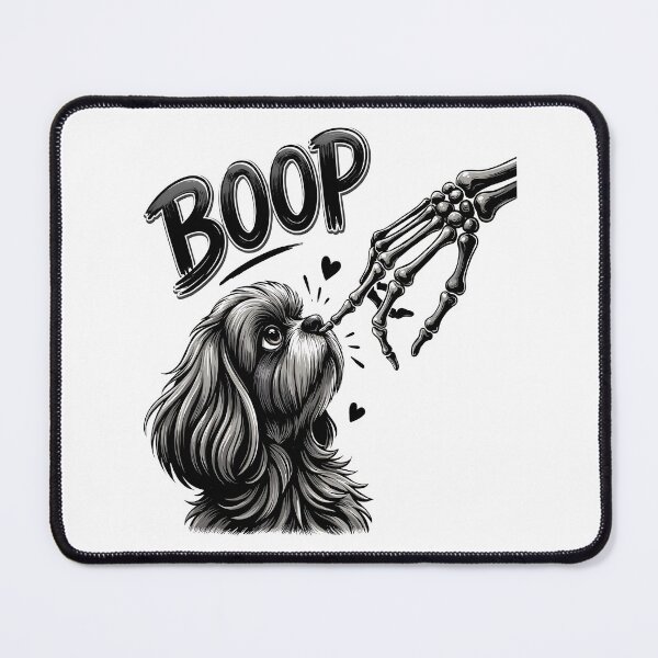 Item preview, Boop! Cute Shih Tzu Kissing a Skeleton Finger – Funny Gothic Halloween Dog Illustration designed and sold by Snifferius.