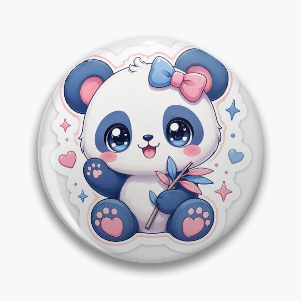 Item preview, Cute Blue & Pink Kawaii Panda Sticker – Adorable Pastel Cartoon Animal designed and sold by AstraDrip Studio.