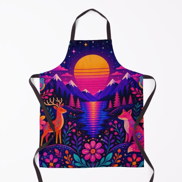 Item preview, Neon Woodland Dreamscape | Psychedelic Deer & Fox Fantasy Landscape | Vibrant Pop Art Nature designed and sold by Nexus Space.