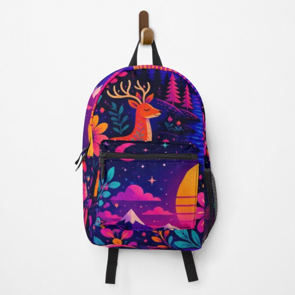 Item preview, Neon Woodland Dreamscape | Psychedelic Deer & Fox Fantasy Landscape | Vibrant Pop Art Nature designed and sold by Nexus Space.