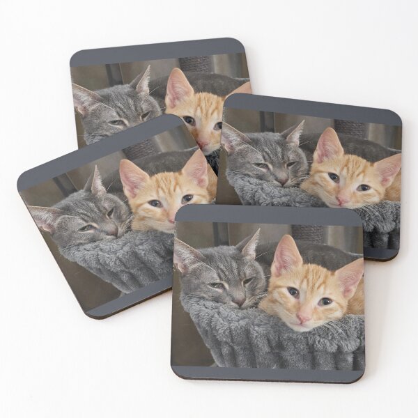Item preview, Cute Ginger Kitten and Grey Tabby Cat Cuddling designed and sold by Yanshuf.