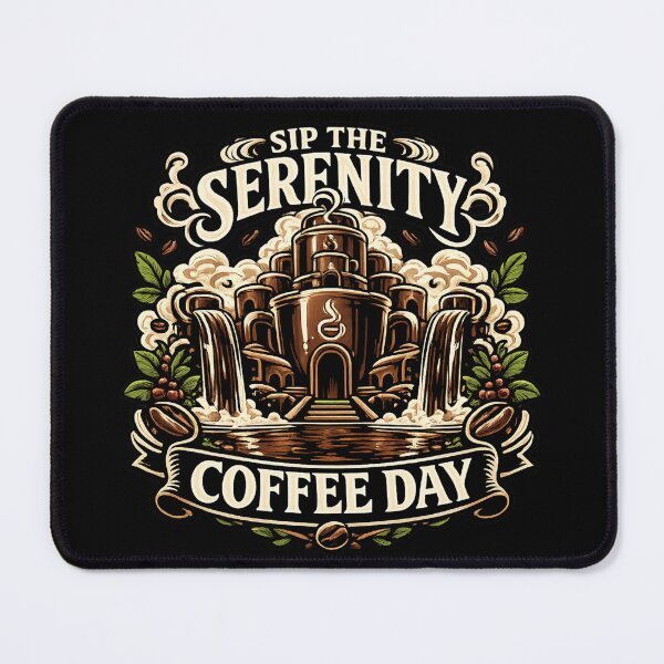 Item preview, The Serenity Coffee Day Castle Waterfall Nature Coffee Lover Art designed and sold by irfanshikh.