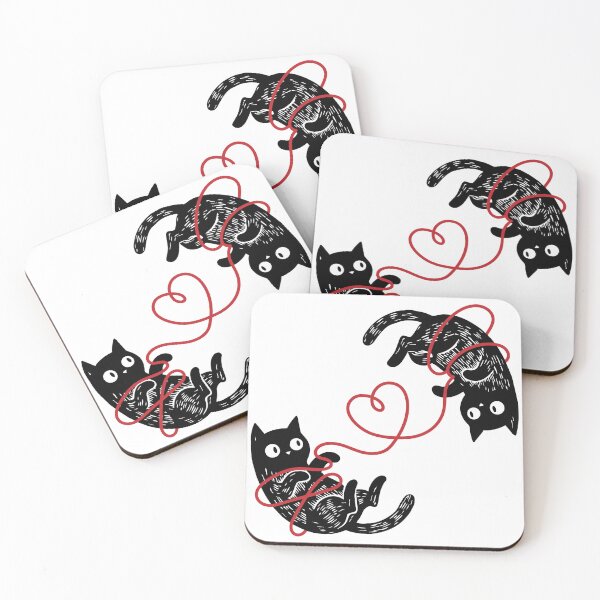 Item preview, Two Black Cats Tangled in Red Yarn Heart designed and sold by littleflabby.