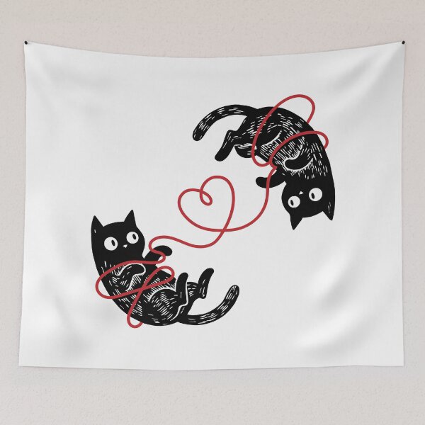 Item preview, Two Black Cats Tangled in Red Yarn Heart designed and sold by littleflabby.