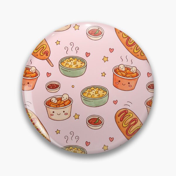 Item preview, Cute Kawaii Korean Street Food Pattern | Corn Dogs & Tteokbokki designed and sold by BeataPrint.