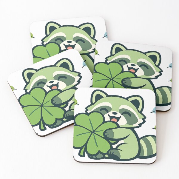 Item preview, Lucky Tanuki Hugging a Four-Leaf Clover Kawaii Japanese Sticker | Cute Good Luck Raccoon Dog Vector Design designed and sold by kawaii animal store (in Japan).